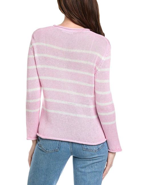 Hannah Rose Red Striped Cashmere-Blend Sweater