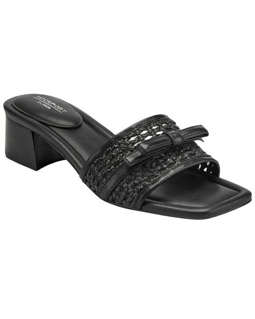 Rockport Black Clarice 2 Raffia & Leather Sandal
