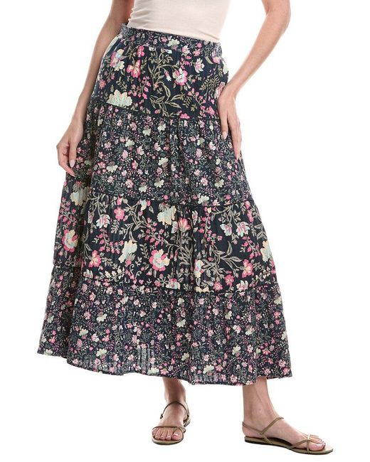 Ellen Tracy Pink Challis Tiered Skirt