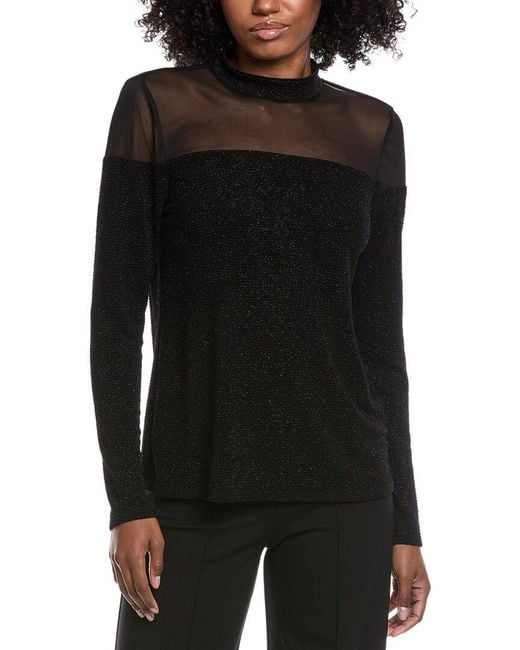 Vince Camuto Women's Black Mock Neck Top long sleeved tops