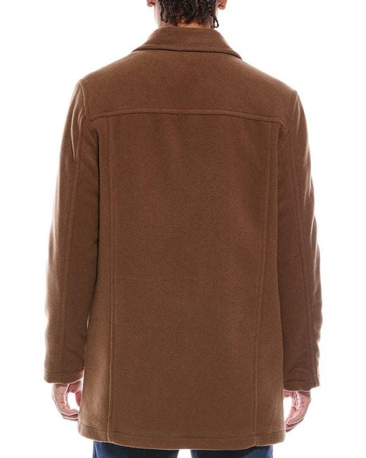 Cole Haan Brown Signature Wool-Blend Car Coat for men