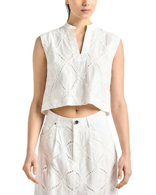 10 Crosby Derek Lam White Tilda Cotton Eyelet Sleeveless Top