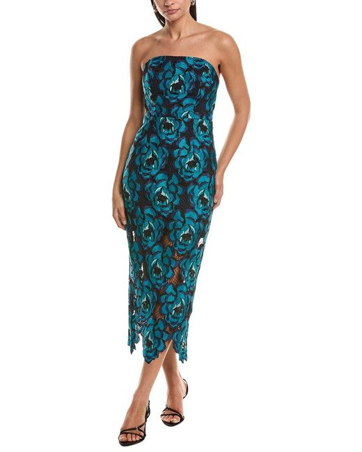 MILLY Blue Kait Bloom Midi Dress