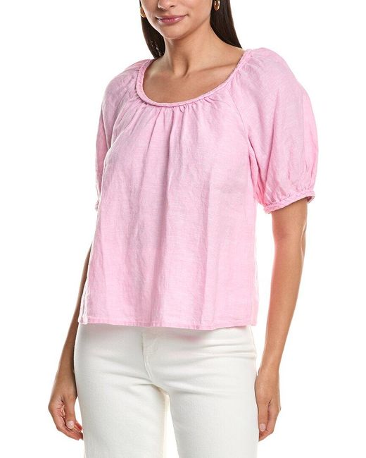 Lilly Pulitzer Pink Calais Scoop Neck Linen Top