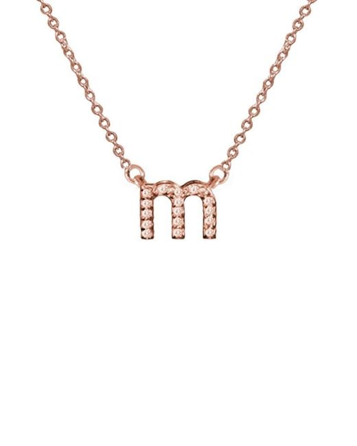 Jane Basch Metallic 14k Rose Gold Diamond Lowercase Initial Necklace (a-z)