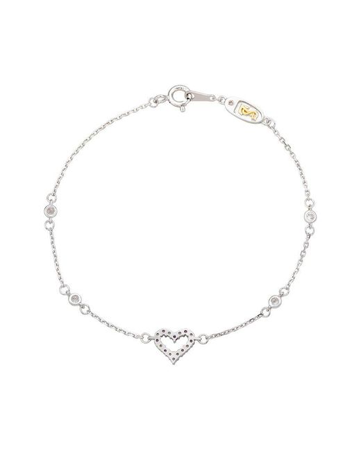 Suzy Levian White 0.02 Ct. Tw. Diamond & Sapphire Heart Bracelet