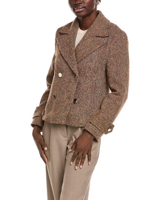 Boss Brown Capeka Wool & Silk-Blend Coat
