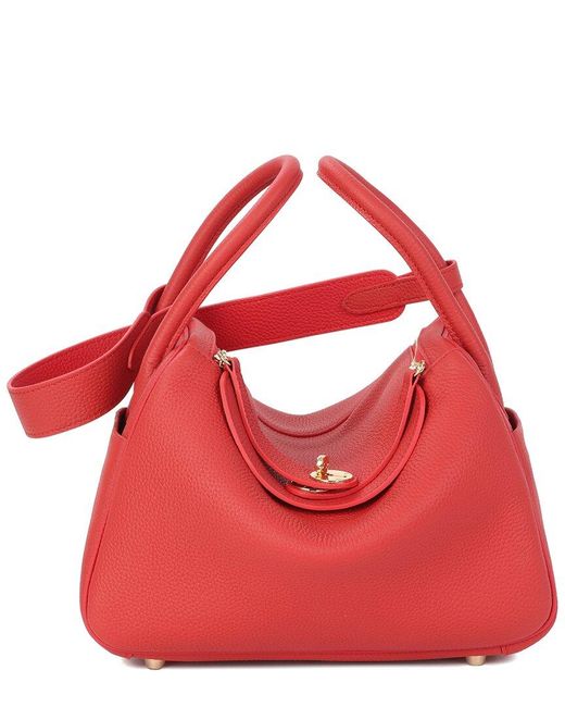 Tiffany & Fred Paris Red Pebbled Leather Top-Handle Bag