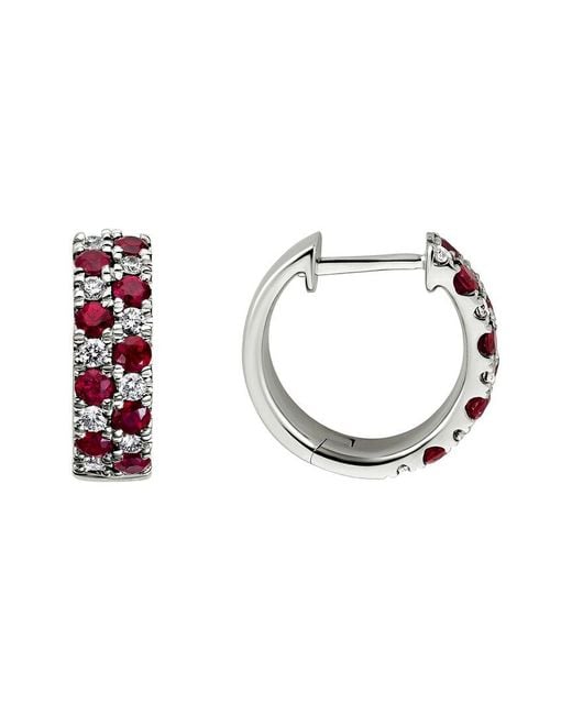 Diamond Select Cuts Multicolor 14k Diamond .26 Ct. & .96 Ct. Ruby Earrings