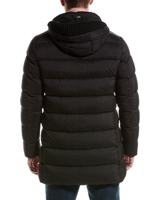 Herno Black Medium Wool-trim Down Jacket for men
