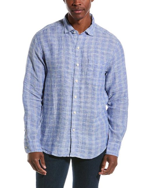 Tommy Bahama Blue Ventana Plaid Linen Woven Shirt for men