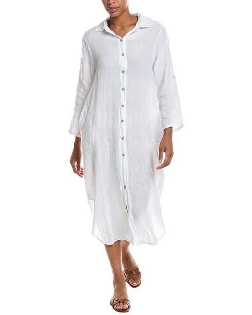 Persaman New York White Linen Midi Dress