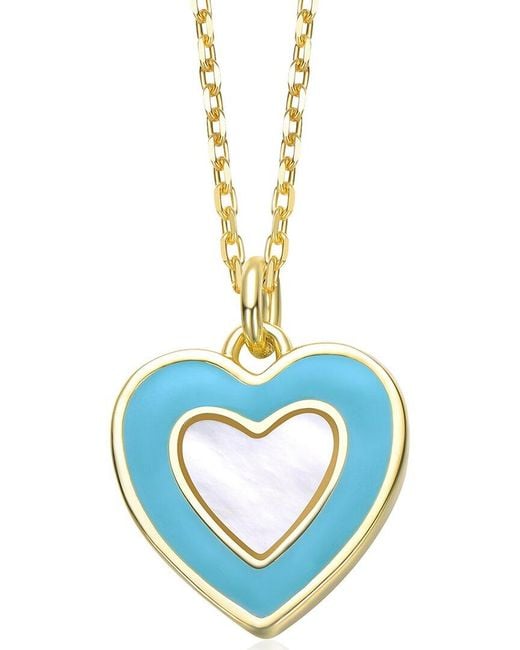 Rachel Glauber Blue 14K Plated Pearl Pendant