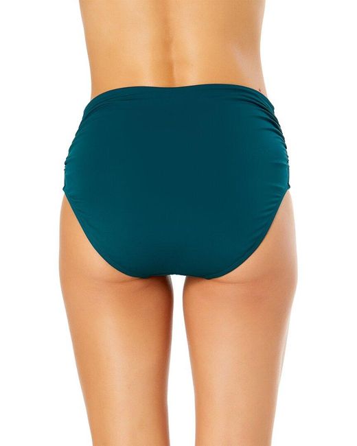 Anne Cole Blue Hi Waist Shirred Bottom