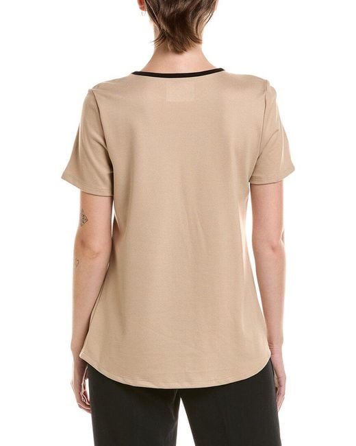 Jones New York Natural Colorblock Button Shoulder T-Shirt