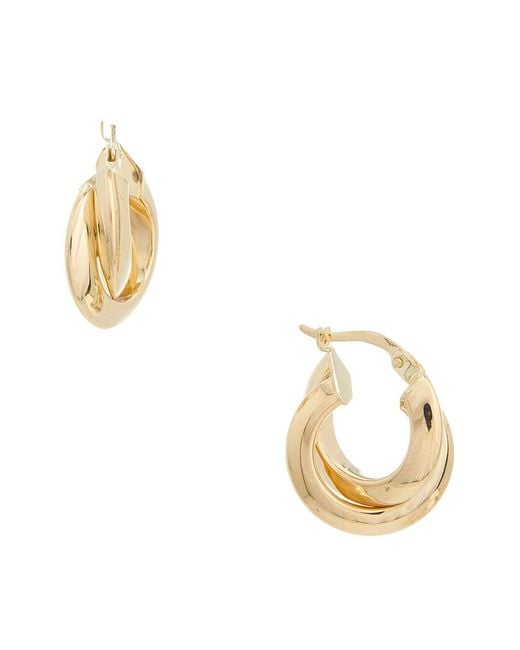 Italian Gold Metallic 14K 3X9Mm Knife Edge Double Hoop Earrings
