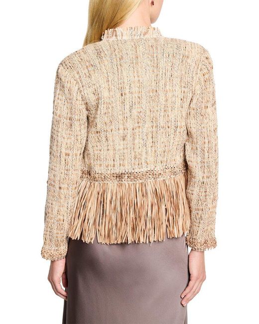 NIC+ZOE Natural Petite Iconic Cork Fringe Knit Jacket