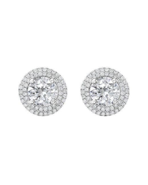 Diana M Metallic 14K 8.00 Ct. Tw. Lab-Grown Diamond Halo Earrings