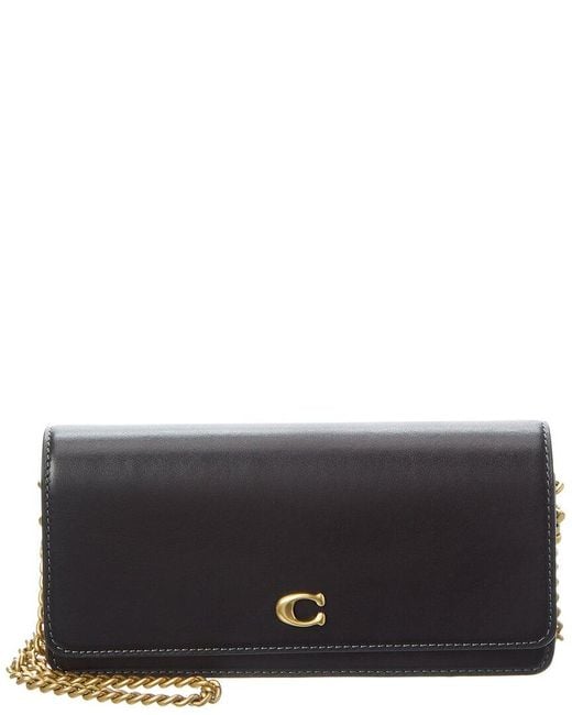 COACH Gray Evie Leather Long Wallet With Chain