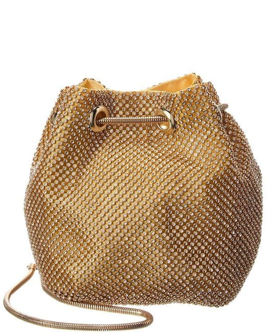 Rene Ruiz Natural Allover Crystal Bucket Bag