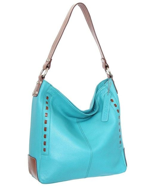 Nino Bossi Blue Alyssa Genuine Leather Hobo Bag