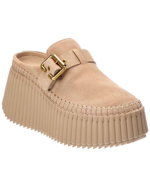 Chloé Natural Nama Suede Wedge Mule