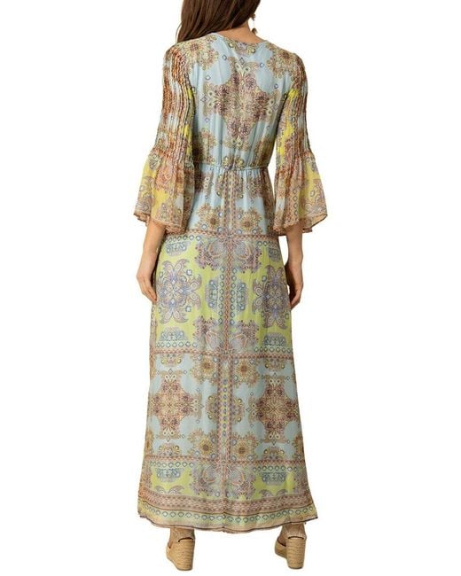 Hale Bob Green Silk-Blend Mara Maxi Dress