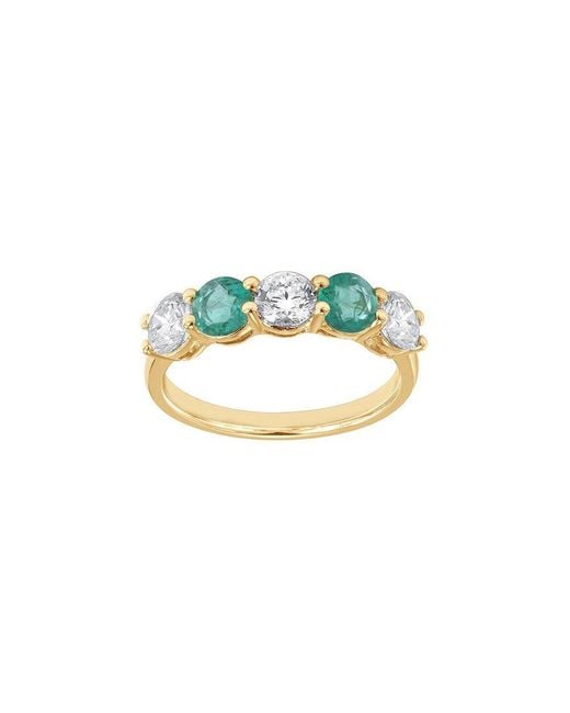 Lab Grown Diamonds Blue 14K 1.80 Ct. Tw. Lab-Grown Diamond & Lab-Grown Emerald 5 Stone Fashion Ring
