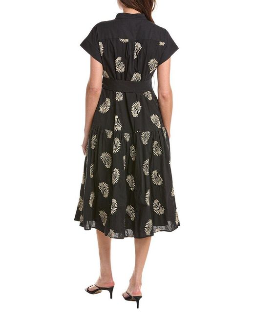 Gracia Black Floral Belted Midi Dress