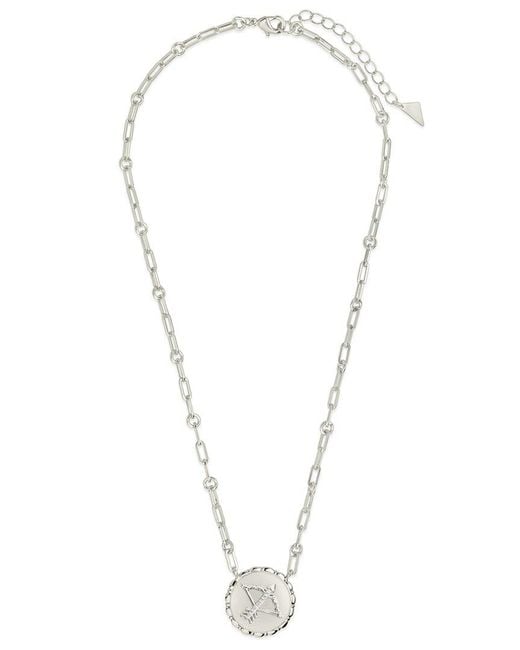 Sterling Forever White Rhodium Plated Cz Bold Link Sagittarius Zodiac Necklace