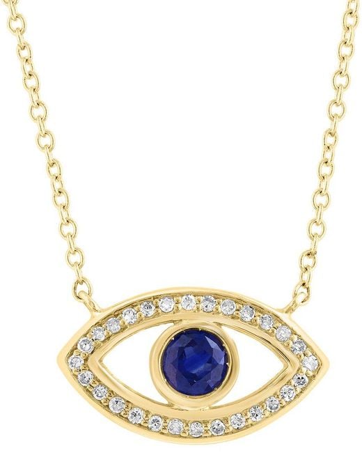 Effy Fine Jewelry Metallic 14K 0.43 Ct. Tw. Diamond & Sapphire Necklace