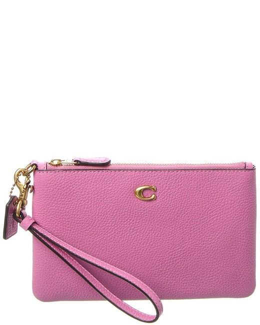 COACH Purple Small Leather Wristlet