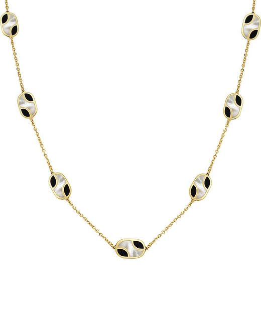 Italian Gold Metallic 14K Gemstone Station Layered Necklace