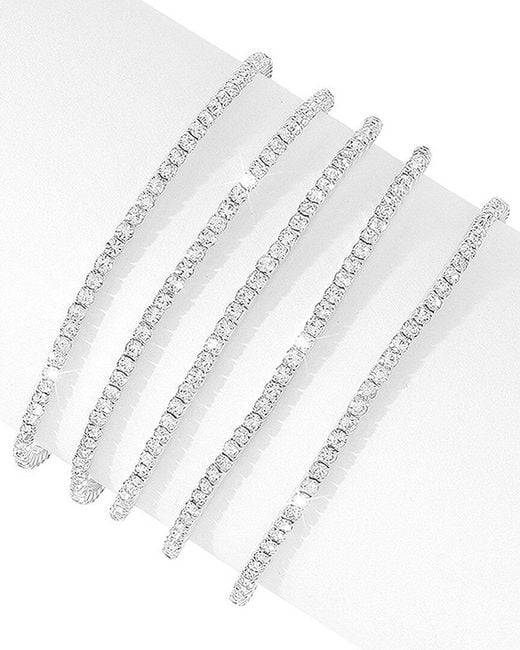 Adornia White Rhodium Plated Stretch Bracelet