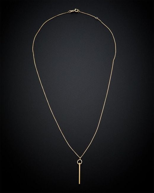 Italian Gold Black 14k Tube Pendant Necklace
