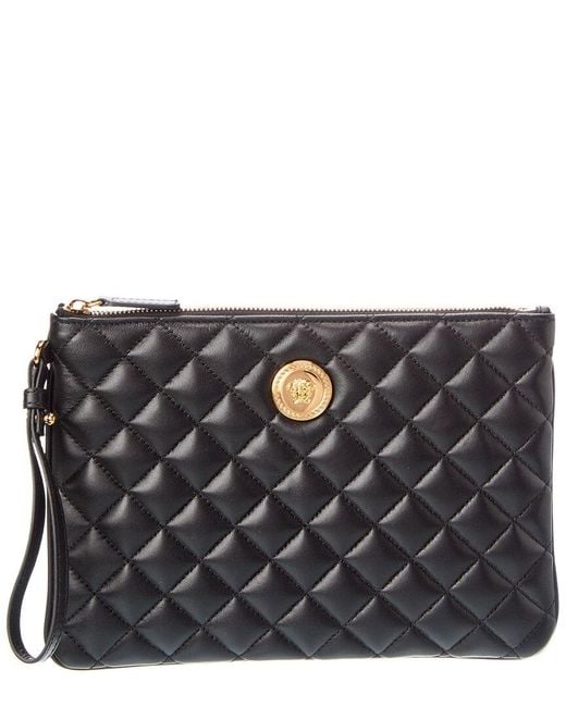 Versace Black Quilted Leather Pouch