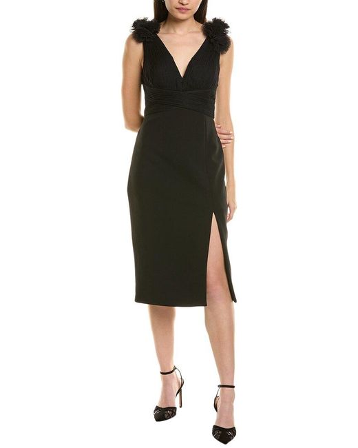 Aidan Mattox Black Combo Midi Dress