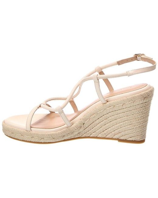 Stuart Weitzman White Nilla Espadrille Leather Wedge Sandal