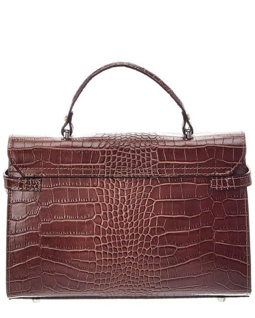 Italian Leather Purple Lea Leather Top Handle Bag