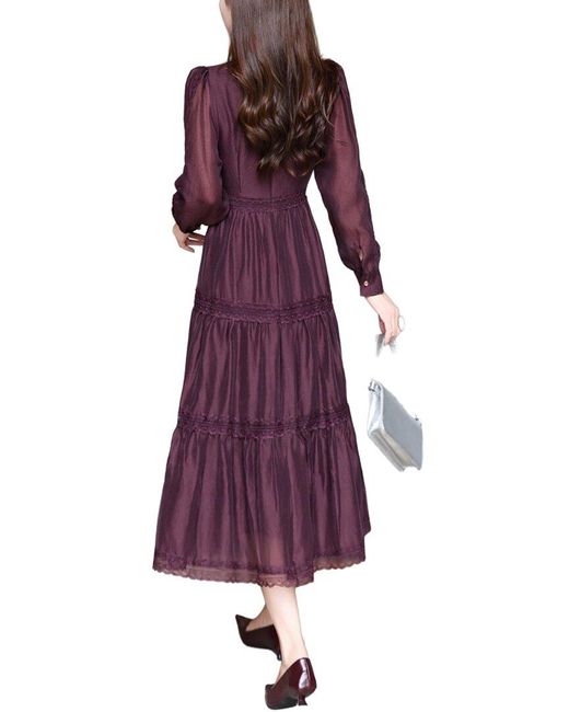 BURRYCO Purple Solid Midi Dress