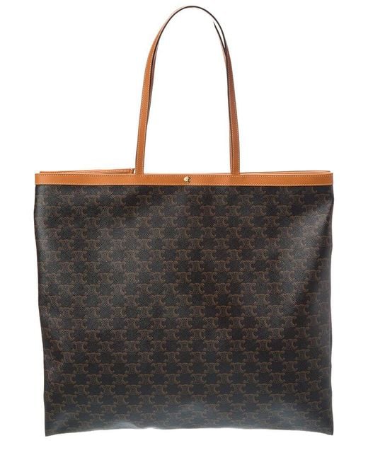 Céline Black Large Flat Triomphe Canvas & Leather Shopper Tote