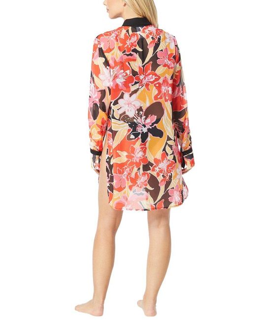 Carmen Marc Valvo Red Cover-up Shirt