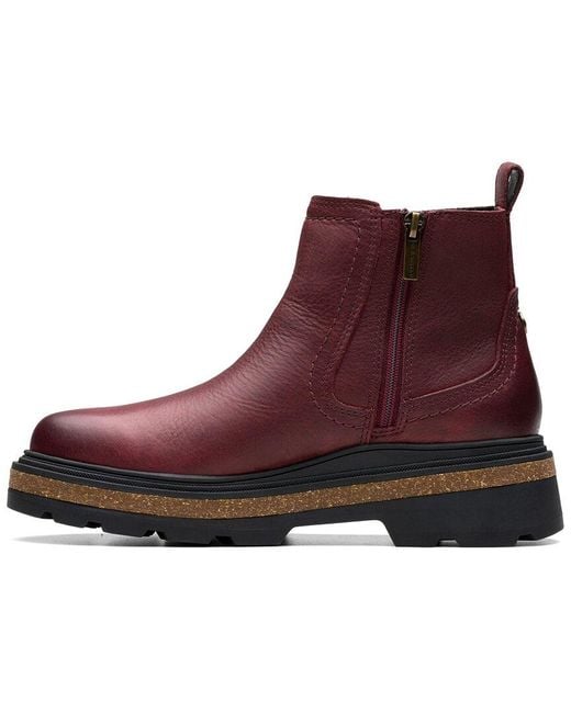 Clarks Purple Hencroft Step Wp Leather Bootie