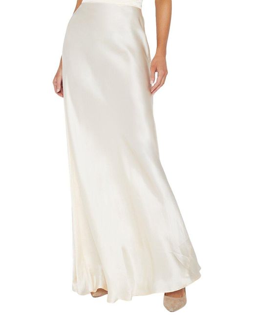 L'Agence White Ryker Waistband Silk Bias Skirt