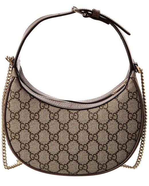 Gucci Brown Ophidia Mini Gg Supreme Canvas & Leather Hobo Bag