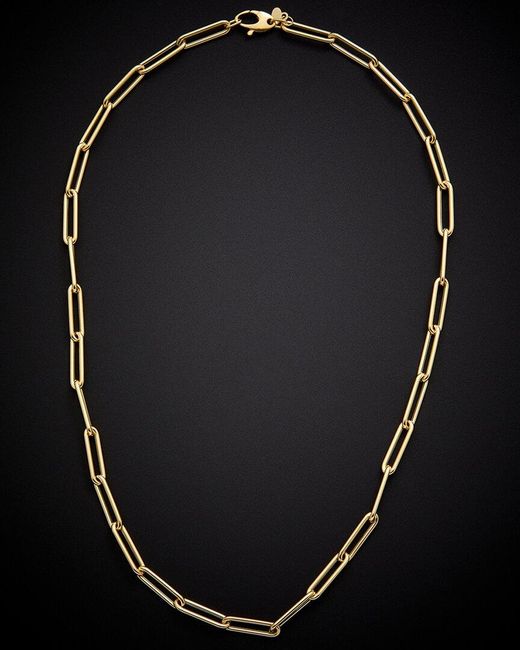 Italian Gold Black 18K 4.8Mm Paperclip Chain Necklace