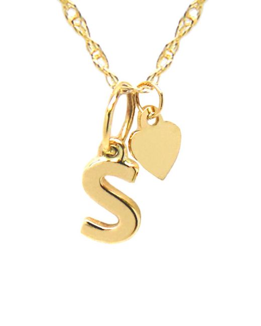 Jane Basch Metallic 14k Lowercase Initial & Heart Charm Necklace (a-z)