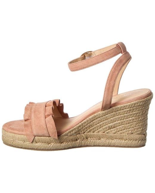 Jack Rogers Metallic Rozette Ruffle Wedge Suede Sandal