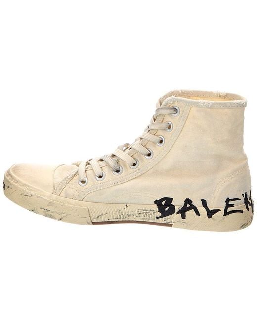 Balenciaga Natural Paris High Top Canvas Sneaker for men