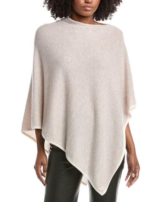 Forte Natural Cashmere Contrast Trim Cashmere Poncho